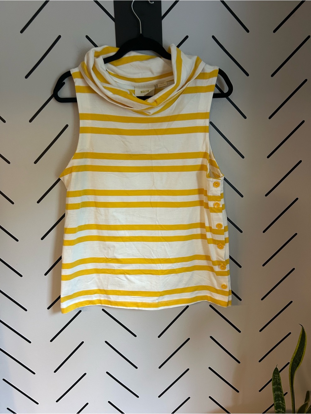 Anthropologie Maeve Sailor Cowl-Neck Top side button up